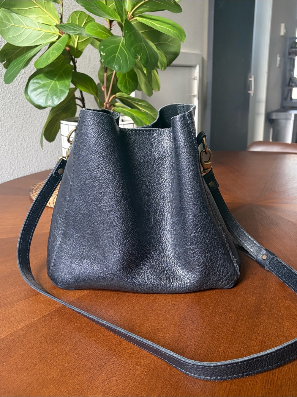 Portland Leather Pebbled Black Butterfly Bag